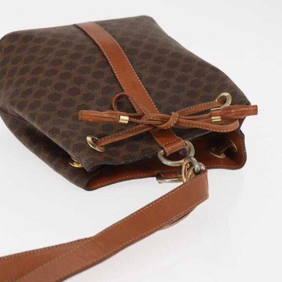 CELINE Macadam Canvas Shoulder Bag Pvc Leather Brown Gold - Picture 6 of 12